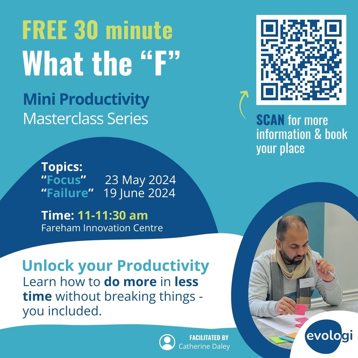 FREE 30 minute "What the F" mini workshop series to boost your productivity 🚀
The “What the “F” series”, are an engaging, light-hearted, monthly 30 minute workshop exploring topics related to productivity, all starting with the letter 'F'. 

Register here:CatherineDaley.as.me/what-the-f-ser…