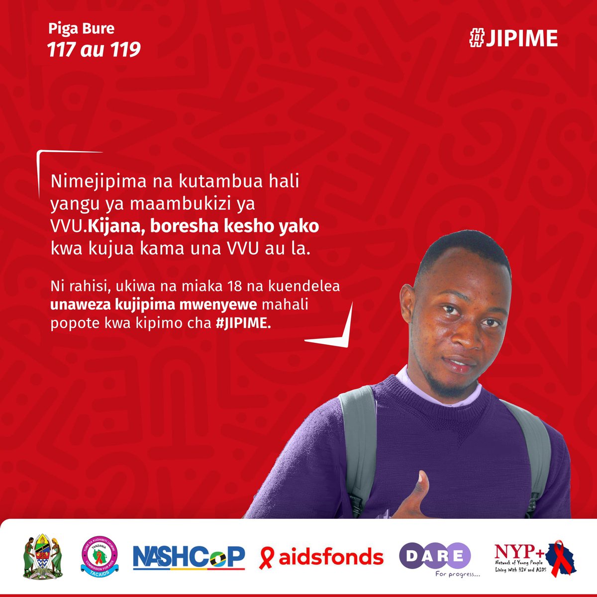 Ukijipima unatengeneza kesho yako iliyobora kwa kutambua Hali yako ya maambukizi #JIPIME