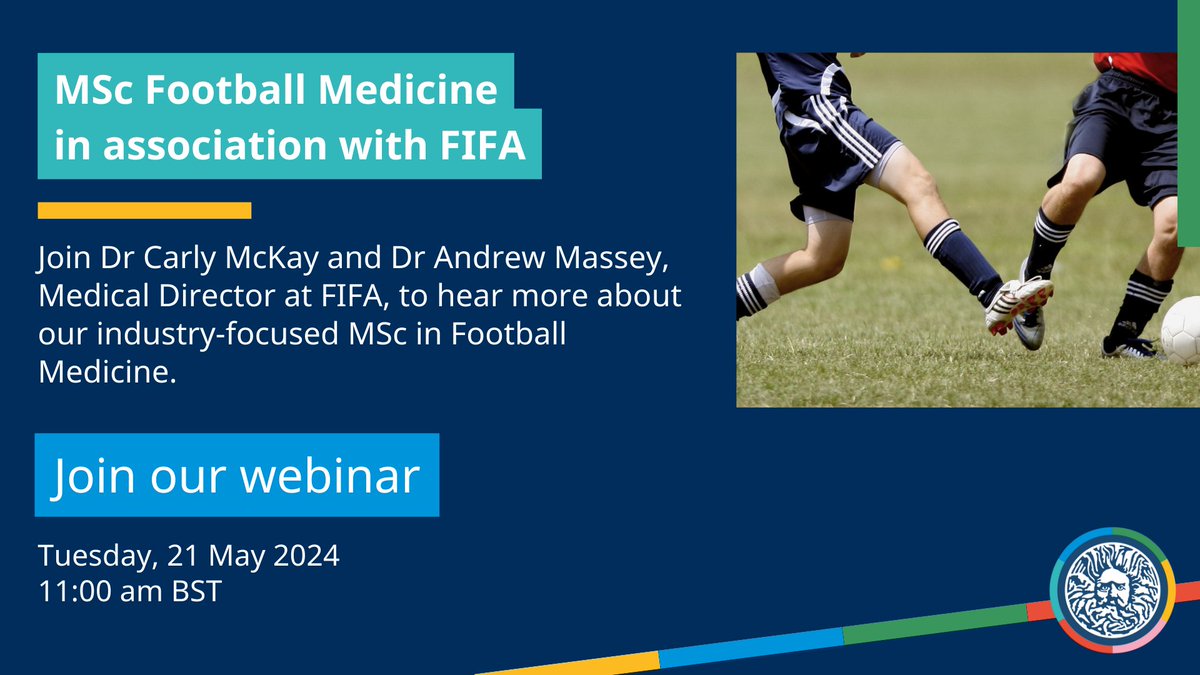 Developed with FIFA, this Master's degree equips qualified doctors with the skills to conduct clinical practice in football settings. Join our webinar to find out all you need to know about this course and studying at Bath. bath.ac.uk/events/msc-foo… @Health_at_Bath @FIFAcom