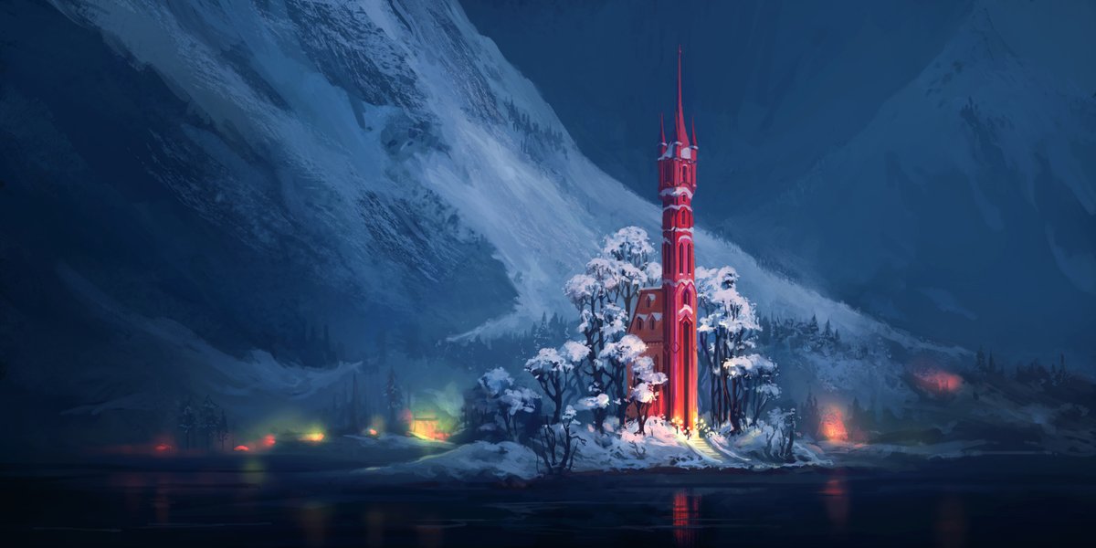 'Winter Lights' #noai #conceptart #digitalart #conceptart an oldie...