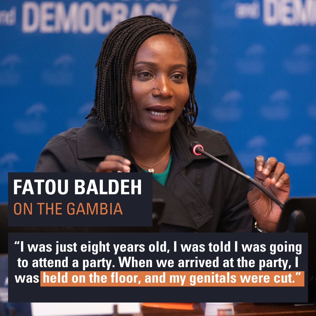 NOW: @BaldehF, Gambian women’s rights activist fighting to end #FGM receives the #GenevaSummit2024 International Women's Rights Award. WATCH LIVE: genevasummit.org #EndFGM