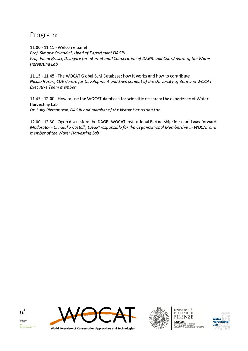 Webinar: The World Overview of Conservation Approaches and Technologies (@WOCATnet ): experiences and scientific evidence on Sustainable Land Management 28.05.2024 - 11.00 a.m.CET, online with registration required: forms.gle/qcJc3G7SJN45Vq…