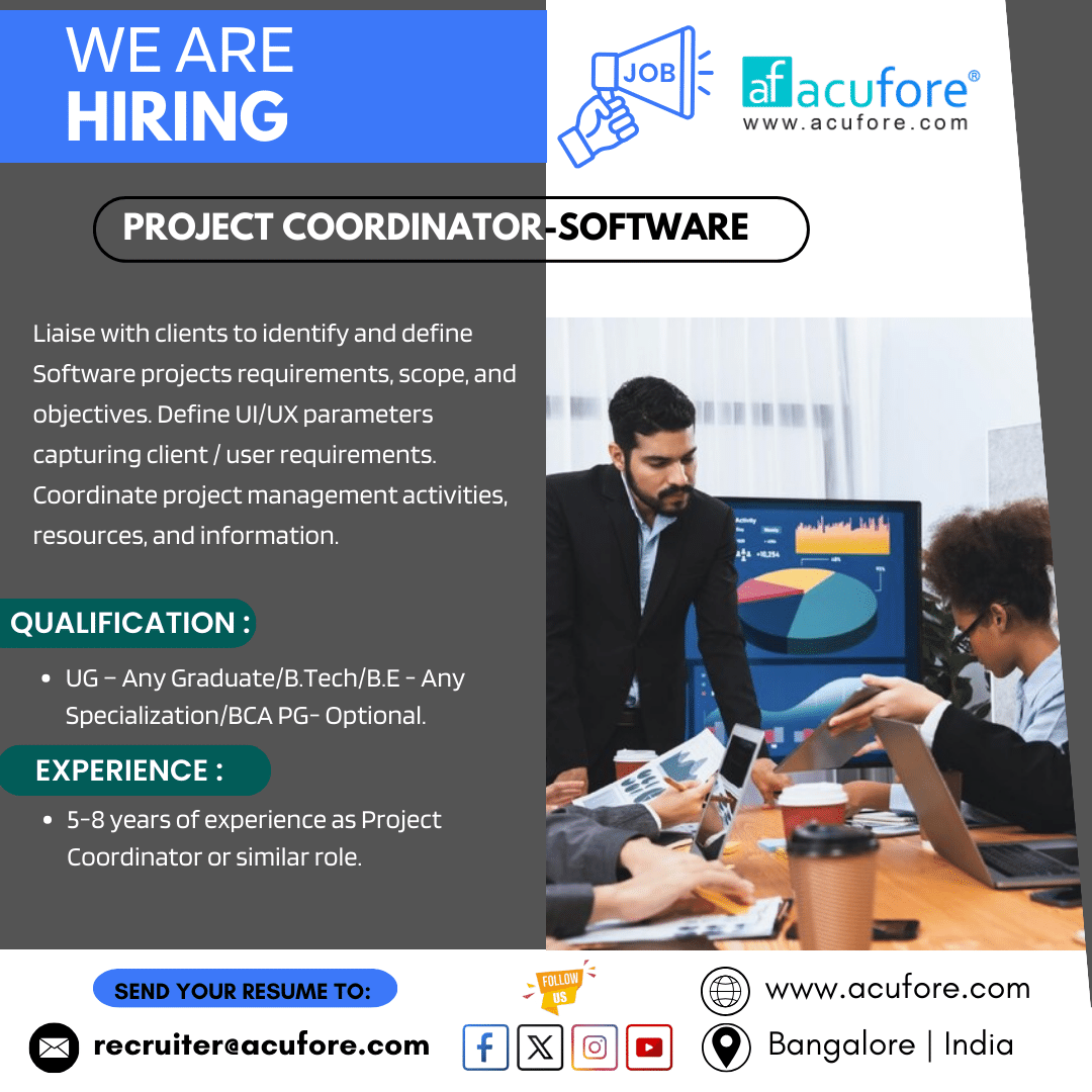 acufore0140's tweet photo. Project Coordinator - Software Development
https://t.co/XqgFF1TAYd
#Project #ProjectManagement #ProjectDelivery #ProjectTeam #ProjectCoordinator #ProjectLeader #ProjectSuccess #ProjectGoals #ProjectStrategy #Planning #India #Bangalore #Career #Hiring #Job #Acufore https://t.co/2p6VD3WhmX