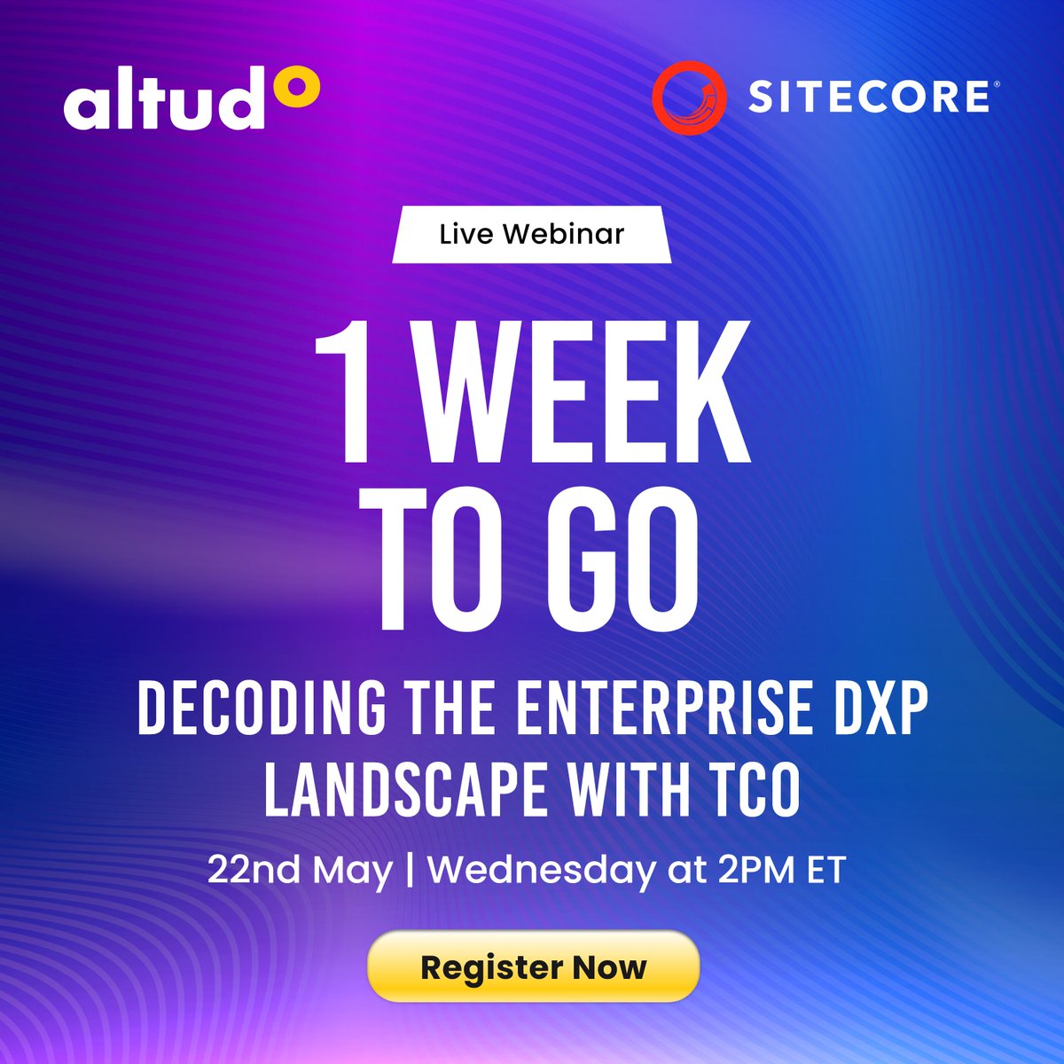 Only 1 week left! Join our awaited #PartnerWebinar on ‘How to Choose an Enterprise Level DXP & Calculate TCO’ and gain insights from industry leaders Vasiliy Fomichev & Drake Lenhan. Register now: altudo.co/insights/webin…

#DXP #Sitecore #SitecorePartner #AltudoWebinars