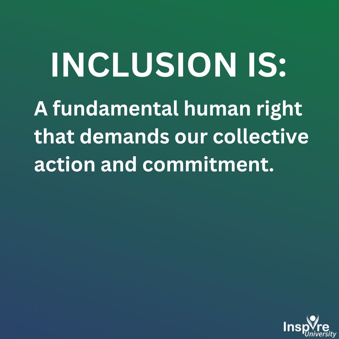 Inclusion is a fundamental human right that demands our collective action and commitment. #InspireU #DisabilityInclusion #DisabilityAction #InspirationalSpeaker #MotivationalSpeaker