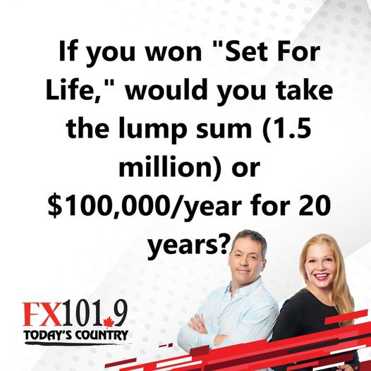Russell Mulgrave from Cape Breton had the option of $100,000 for each of the next 20 years or a lump sum of 1.5 million dollars. He chose the lump sum! #FrankieHollywoodnMJ
