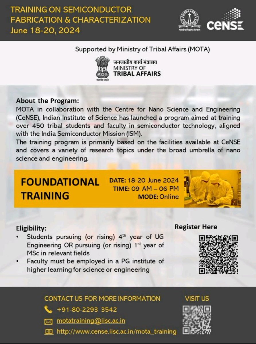 Semiconductor training for tribal students by @iiscbangalore please RT and share with your friends.