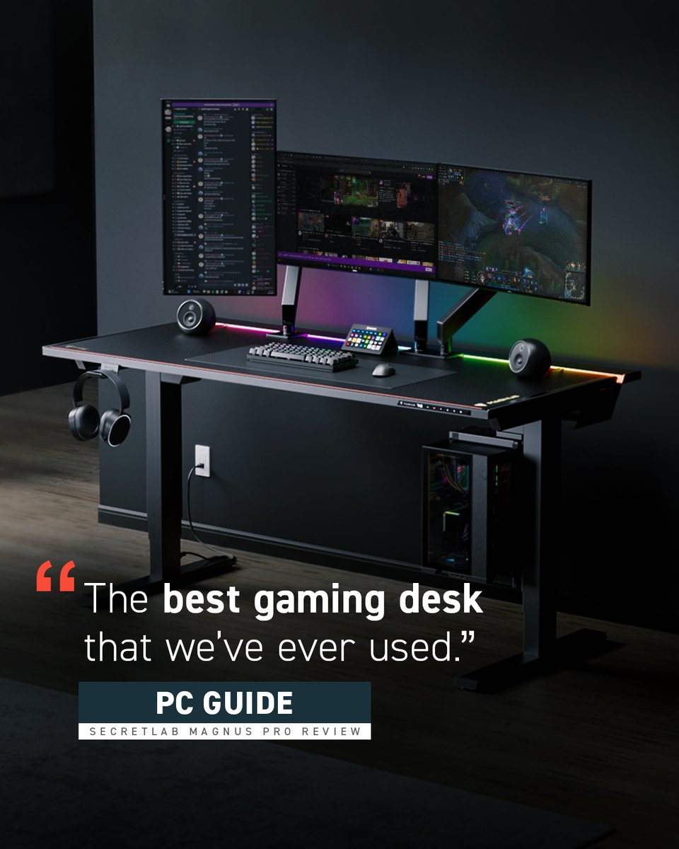 The Secretlab MAGNUS Pro Sit-to-Stand Metal Desk rises above the competition with “leading cable management [and] excellent load-bearing capacity,” according to PC Guide. A solid metal construction provides the foundation for modular, magnetic accessories — while the full-length