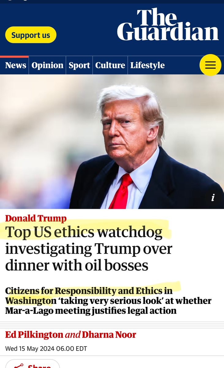 Lmao “CREW” is not a “top US ethics watchdog” @Edpilkington @dharnanoor.

It’s a far left lawfare group that literally has Biden henchmen on staff.

You’re welcome: thenationalpulse.com/2024/01/03/a-b…