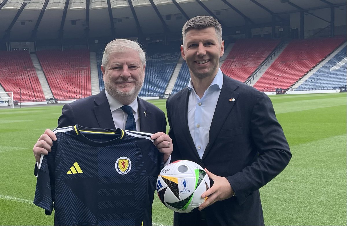 Germany is welcoming Scotland and the Tartan Army to @EURO2024. Thanks to German legend @ThomasHitz for coming to the home of Scottish football to promote inclusion and diversity ahead of the European Football Championship. @ScotlandNT 🏴󠁧󠁢󠁳󠁣󠁴󠁿🇩🇪⚽️