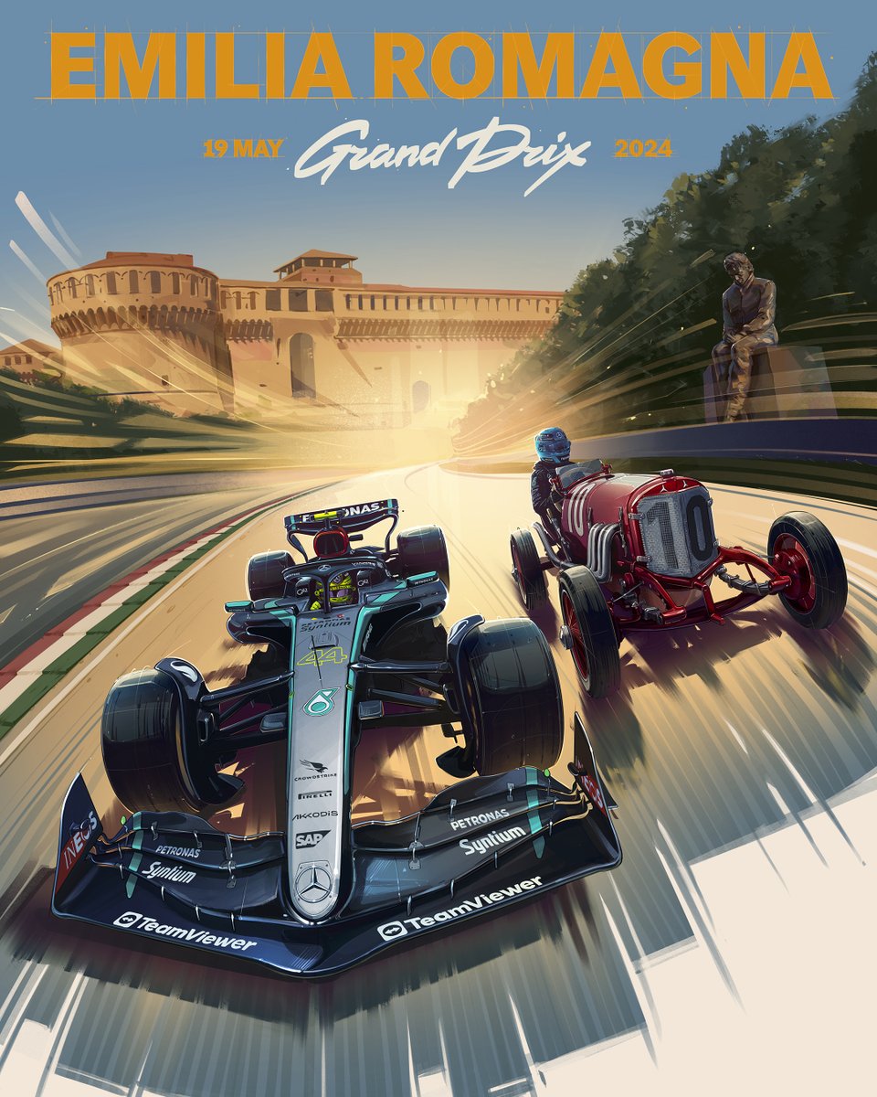 #F1 – Historic icon meets modern W15. 🖌️ Stay tuned as we're reviving the legendary Targa Florio at the #ImolaGP. Check out the mobile wallpapers in the comments below.👇📲 #WeLivePerformance #WorldsFastestFamily