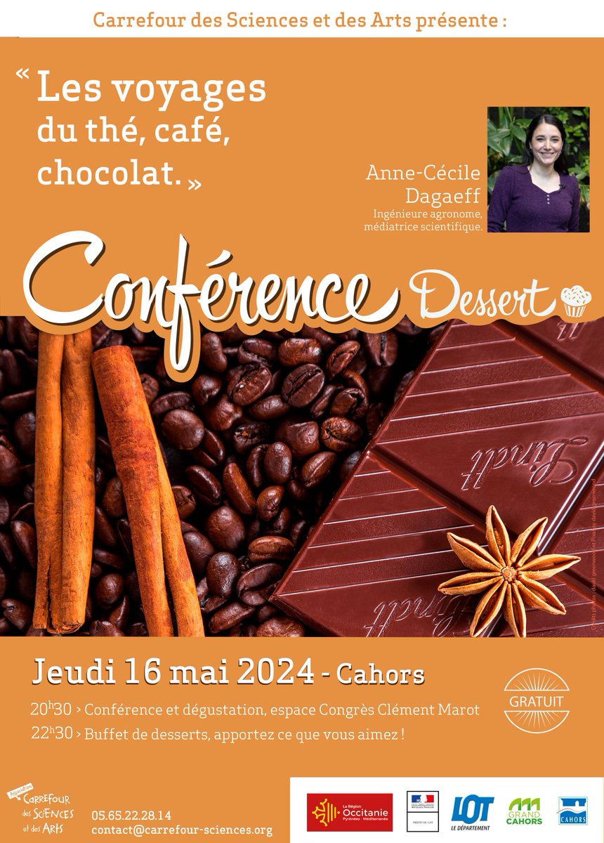 EchoSciSud's tweet photo. Demain, rdv dans le Lot pour une journée à thème sciences !
🌜À Saint-Céré pour une rencontre #Exploreur autour de la nuit, dans le cadre de #CultiveTaScience https://t.co/MPG83L7L9h
☕️À Cahors pour une conférence sur les voyages du thé, café et chocolat https://t.co/ogMJZwCC8V https://t.co/fUCzBbWNKZ