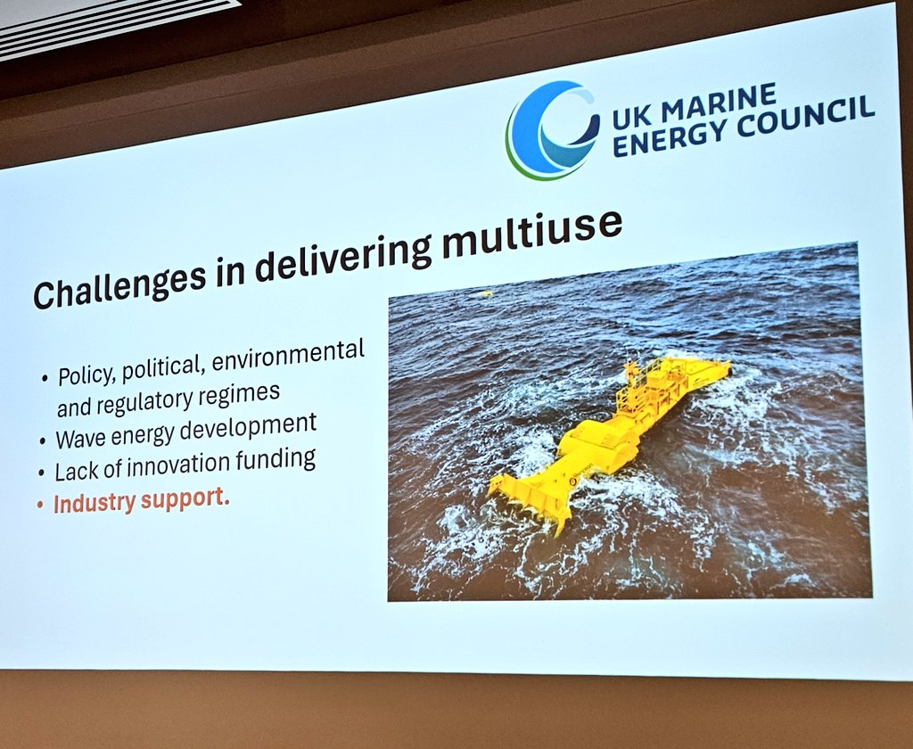 Mocean Energy (@moceanenergy) on Twitter photo Richard Arnold from <a href="/MarineCouncil/">UK Marine Energy Council</a> mentions that
eligible capacity takes time, we need to take the steps right now for multi use in the future.
There is 1 km between #offshore wind turbines, plenty of space and opportunity for wind-wave colocation #AllEnergy Richard Arnold from <a href="/MarineCouncil/">UK Marine Energy Council</a> mentions that
eligible capacity takes time, we need to take the steps right now for multi use in the future.
There is 1 km between #offshore wind turbines, plenty of space and opportunity for wind-wave colocation #AllEnergy