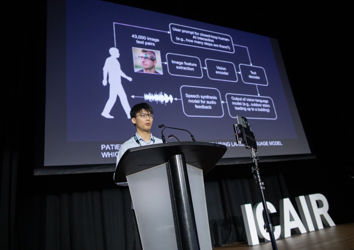 Talk at #ICAIR2024 on sensory feedback for patients with vision loss using large language models!  

Research led by Haining Tan, one of our @UofTMScAC students. Academic-industry partnership funded by @MitacsCanada!

@KITE_UHN @UHN @UHN_Research @TorontoRehab @UofTCompSci @UofT