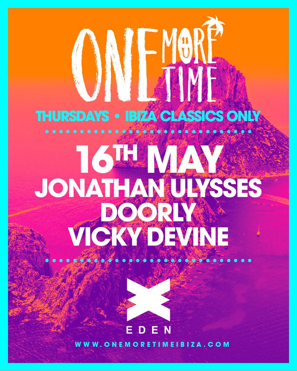 <a href="/eden_ibiza/">Eden Ibiza</a> incoming tomorrow night for @onemoretimeibz with <a href="/doorlydj/">DOORLY</a> and <a href="/VickyDevine/">Vicky Devine</a> for a full on fun night of Ibiza Classics. Get involved #Goodtimes #Dancing #DJLife #Ibiza #IbizaClassics #GetTickets <a href="/UlybugMusic/">Ulybug Music</a> #UlybugMusic