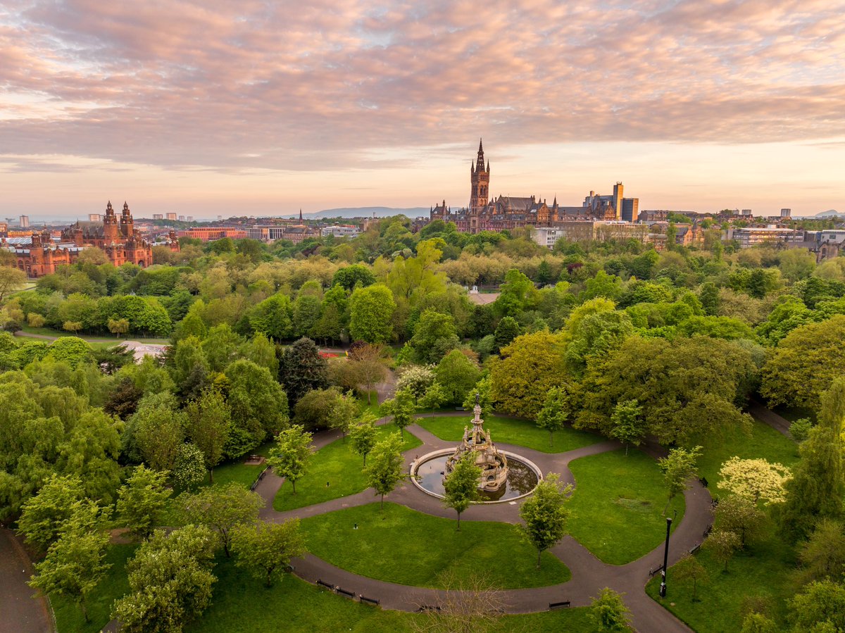 Our dear green place 🌳☀️⛲️ #Glasgow #Drone