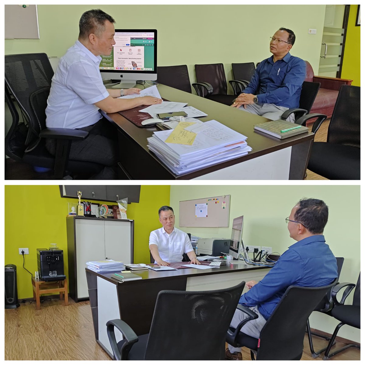 OIC, STPI-Imphal met The Director, Dept. of IT, Govt. of Manipur at his Office chamber in the Secretariat building & apprised him about the initiatives of #STPIINDIA such as #OctaNE #CoE in #AR/#VR, Incubation, VAPT service etc.
@arvindtw 
@stpiindia 
@Vandana030870 
@ditmanipur