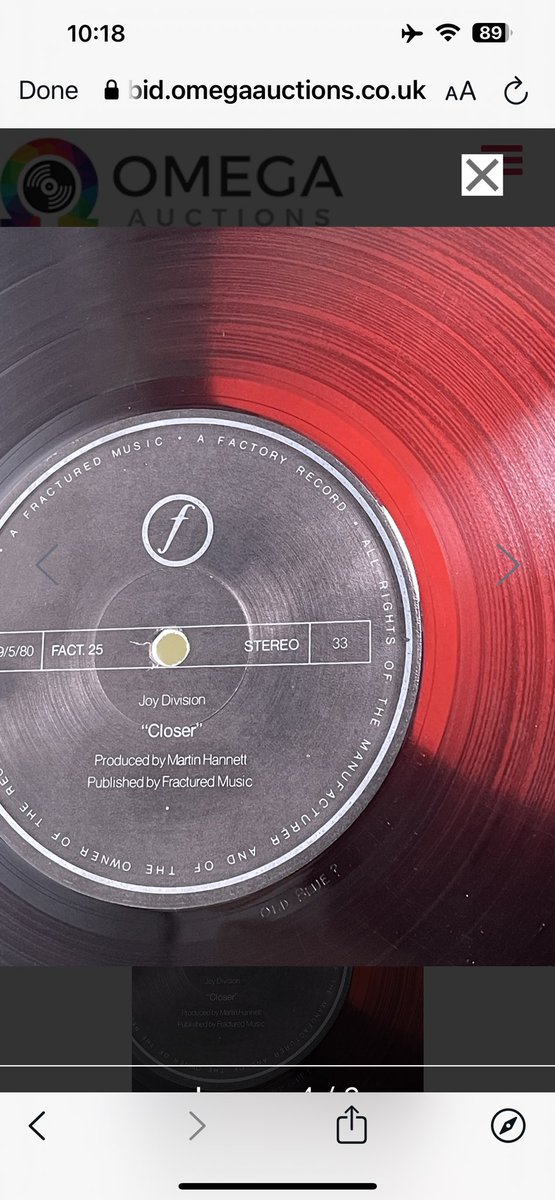 More #JoyDivision vinyl via Omega Auctions. Have never heard of this red vinyl copy before. The 12” of An Ideal For Living continues to appreciate, £700 this time