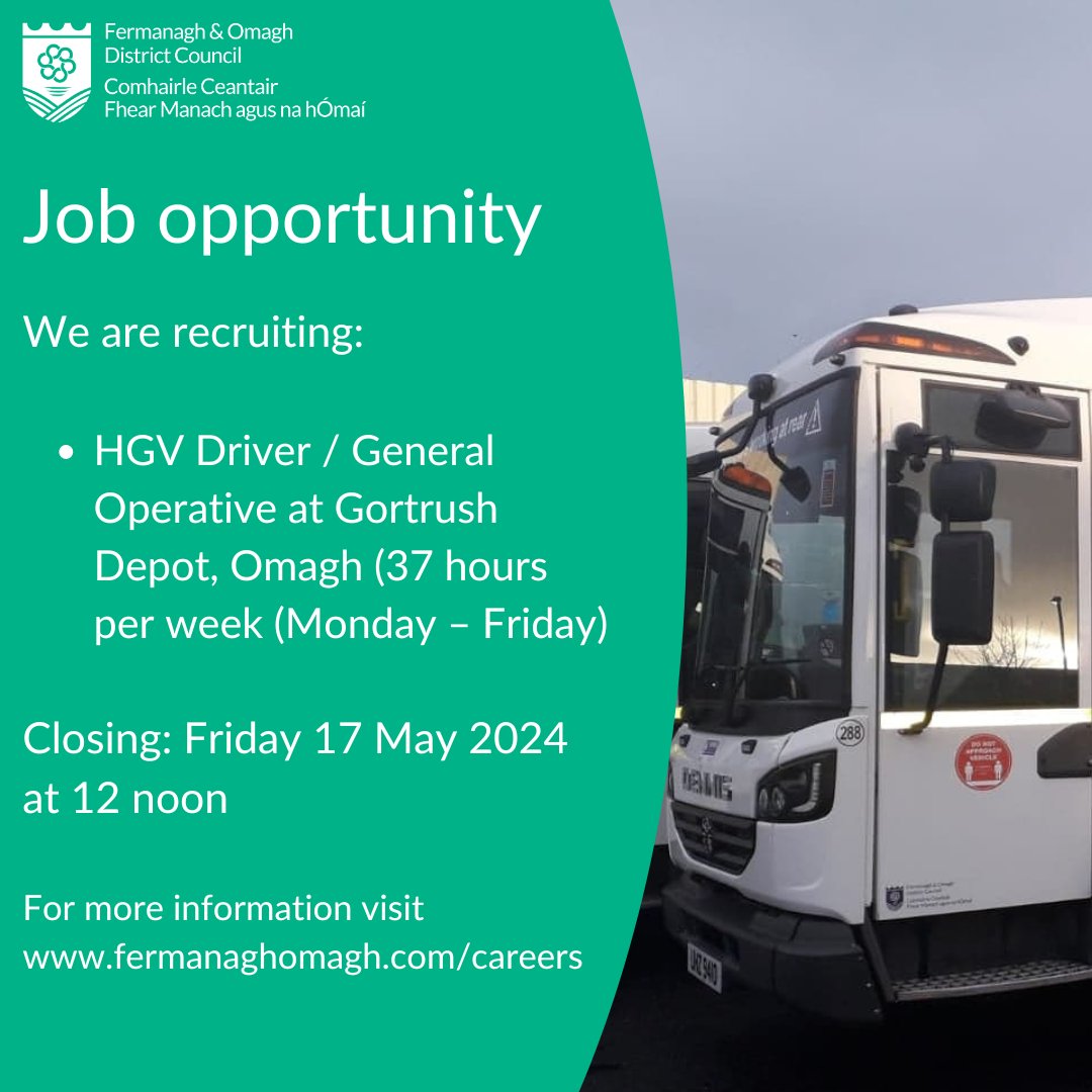 🌟Job opportunity

We are currently recruiting for:
✅ HGV Driver / General Operative

Closing date: Friday 17 May 2024 12pm

For more information and to apply 👉 bit.ly/48fLlqu  

#FODC #Careers #Jobs #Recruitment