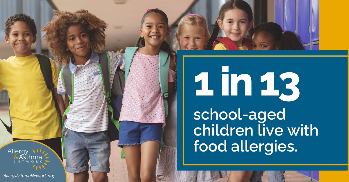 It’s Food Allergy Awareness Week (#FAAW)! Did you know that 1 in 13 school aged children in the U.S. live with #FoodAllergies?📚🚌 allergyasthmanetwork.org/allergies/food…