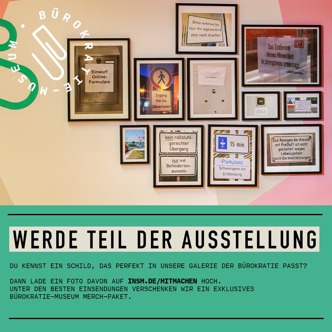 Du hast das perfekte Bild zur kuriosen deutschen Bürokratie? Werde Teil der Ausstellung und erhalte ein exklusives #Bürokratiemuseum Merch-Paket. ➡️ insm.de/mitmachen