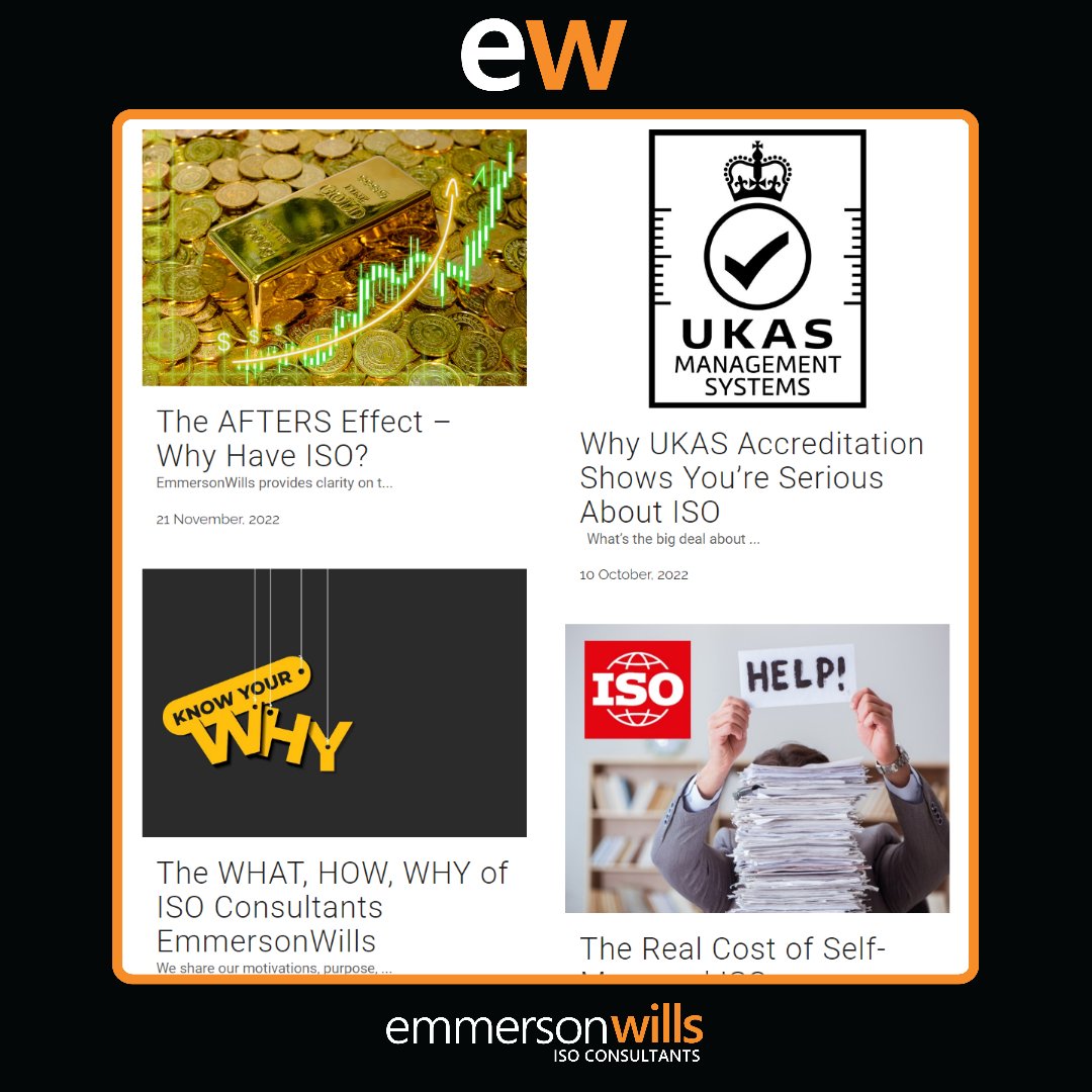 Would you like to learn more about what ISO systems are and how they can help your business?

Look through the articles on @Emmerson_Wills blog that will explain all!   

Visit to learn more. bit.ly/3vPPCEb 

#brandbooster #blog #iso9001 #iso14001 #iso45001 #systems