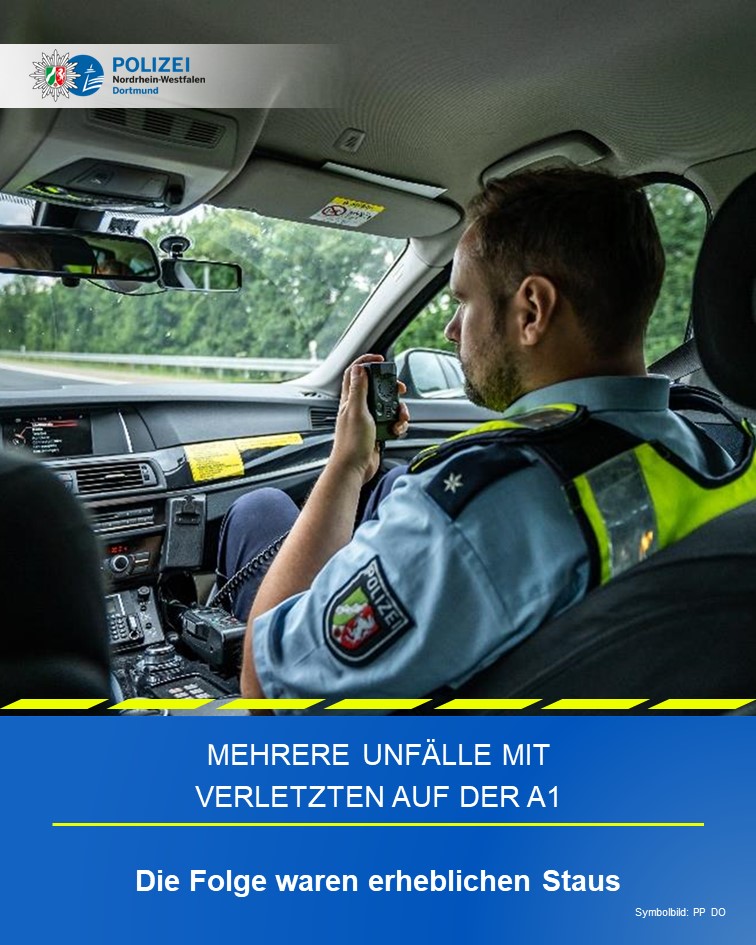 Am Dienstagnachmittag und -abend (14.Mai) ereigneten sich auf der Autobahn A1 mehrere Unfälle. Es kam zu erheblichen Staubildungen. weitere Infos 👇️ dortmund.polizei.nrw/presse/mehrere…