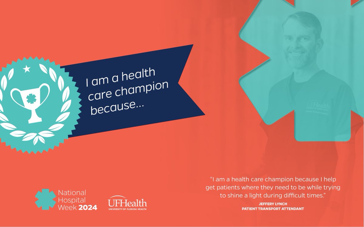 Meet Jeffery Lynch, our patient transport attendant at UF Health! 🏥 'I'm proud to help patients get the care they need and treat them like family,' he says. #UFHealthNHW #NationalHospitalWeek