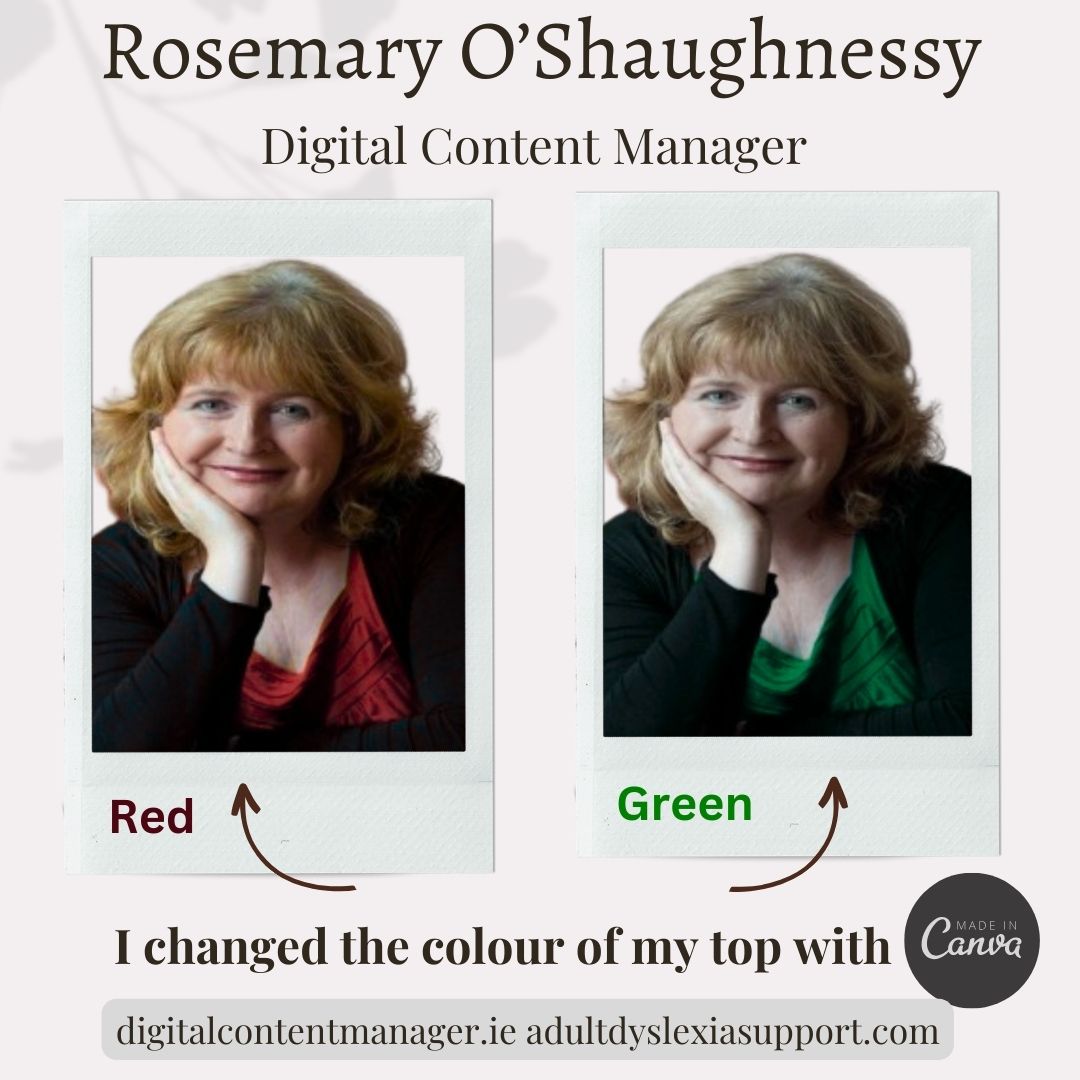 Canva Can Help Enhance Your Headshots for 2024. With Canva, I changed the colour of my top. I could have made more edits. adultdyslexiasupport.com/canva-visual-d… #canva #Canva #CanvaDesign #CanvaLove #coaches #DyslexicEntrepreneurs #DyslexicBusinessOwners #DyslexiaInBusiness