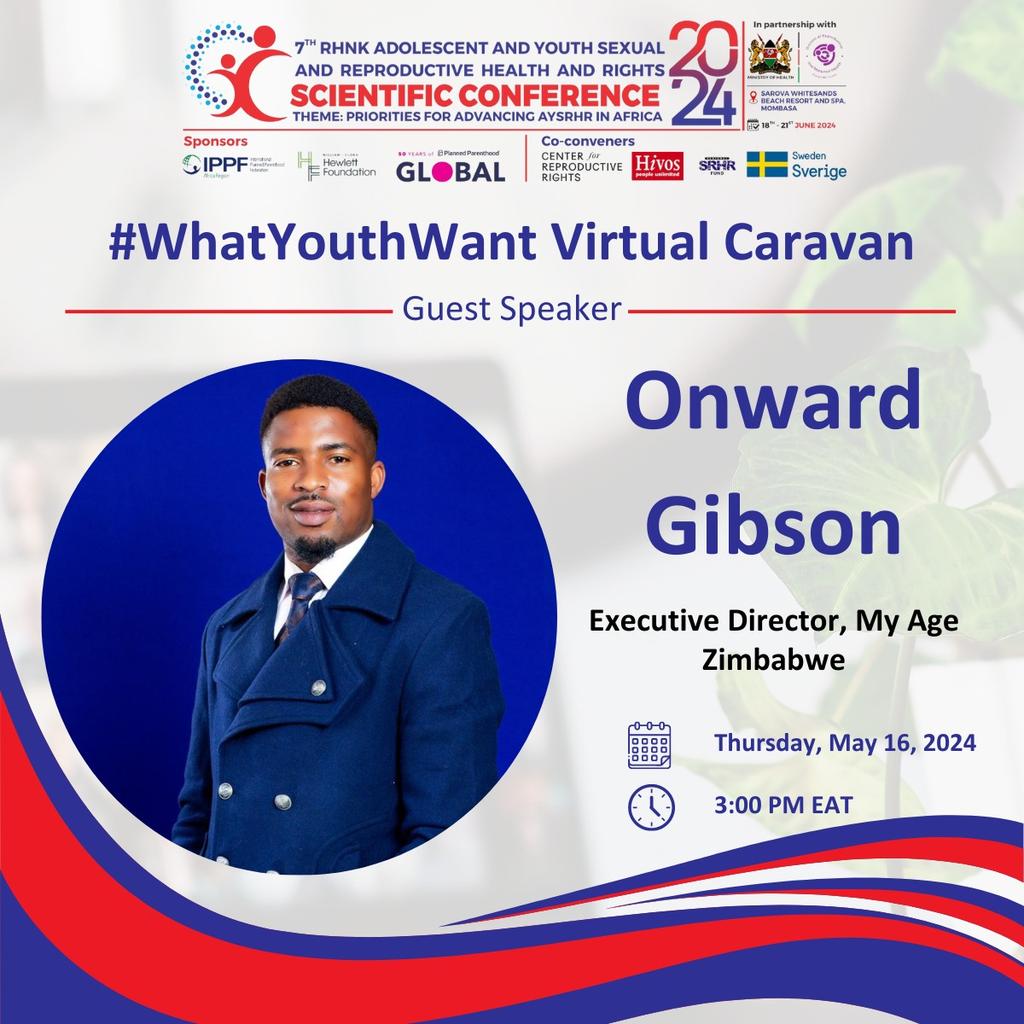 Mr. @OnwardGibson,the team lead at @MyAgeZim,will be joining our Youth Virtual Caravan as a speaker.Dive into his session on #WhatYouthWant to unlock the secrets of Meaningful Youth Engagement.Don't miss out
us02web.zoom.us/meeting/regist… 
 #RHNKConference2024