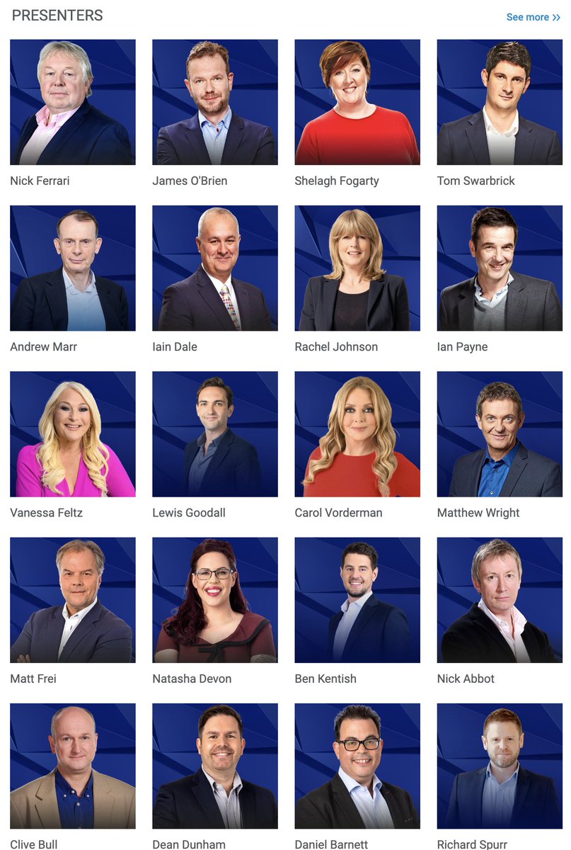 According to O'Brien the Met police, the Tory party and their voters all 'love a bit of racial bias'.

No generalisations on this show, no siree!

Yet check out LBC's presenters!

Why is Ali Miraj not listed, I wonder!

#OBINGO