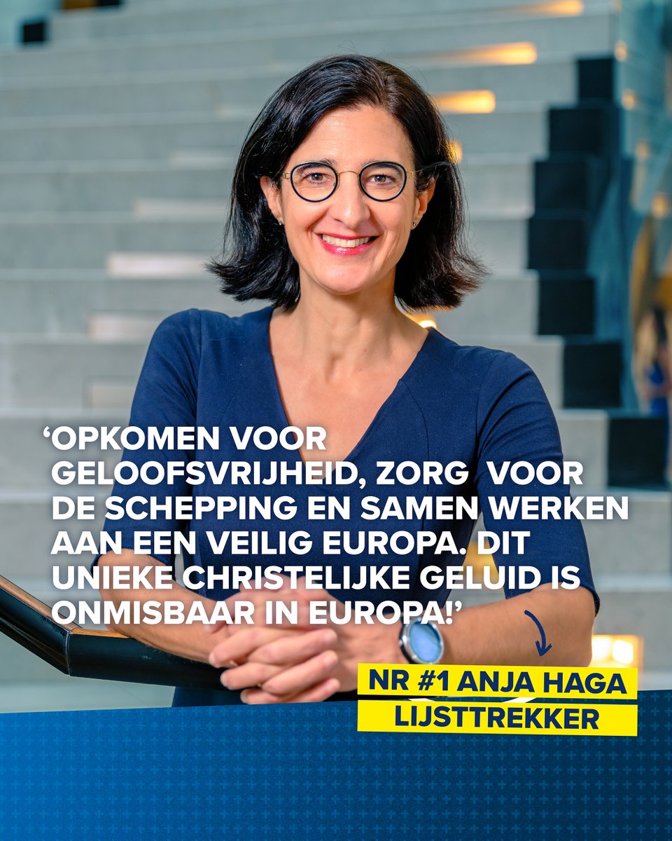 EU-lijsttrekker @anjahaga Het christelijke geluid in Europa is onmisbaar in Europa. Anja Haga zit namens de ChristenUnie in het Europees Parlement. Stem 6 juni op Anja Haga voor een christelijk geluid in Europa. #jouwvrijheidonzemissie #6juni #CUinEU