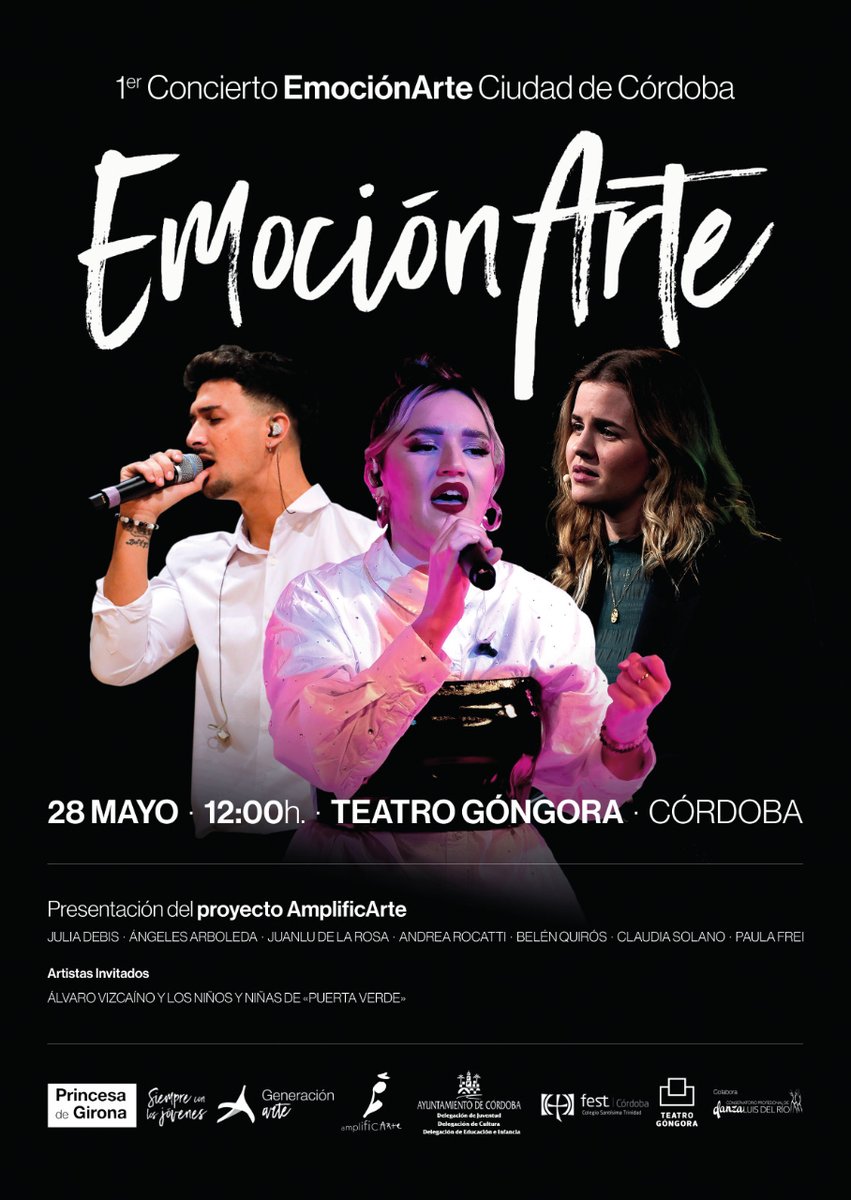 El programa #AmplificArte llega a Córdoba con el I Concierto #EmociónArte Ciudad de Córdoba, el martes 28 de mayo a las 12:00h en el Teatro Góngora. 🎶 Organizado por la @FPdGi y @trinitariosCO.

¡No te lo pierdas!