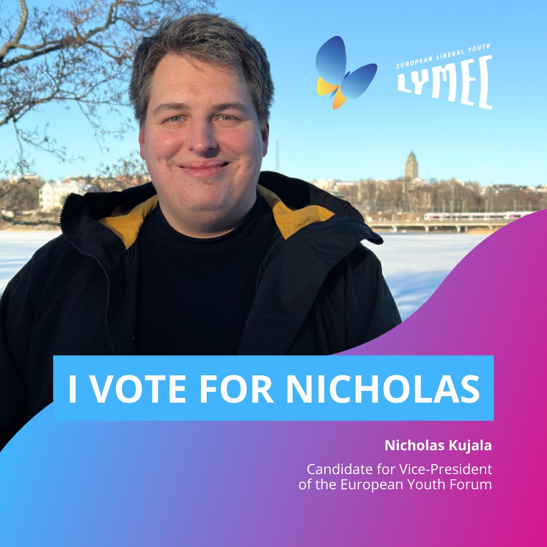 🗳️The 'I VOTE FOR NICHOLAS' campaign is still ongoing Let's join efforts to get Nicholas Kujala, former Svensk Ungdom representative elected for the position of Vice-President to the @Youth_Forum Discover how you can join the campaign and help Nicholas: tinyurl.com/d6ayadnp