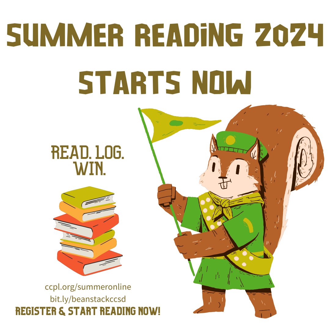 TODAY IS THE DAY! Summer Reading is here! It's quick & easy to log w Beanstack! CCSD students log into Beanstack via Clever or the free app! Details at bit.ly/beastackccsd. Find all the Summer Reading fun at ccpl.org/summeronline! @ccsdconnects @chascolibrary