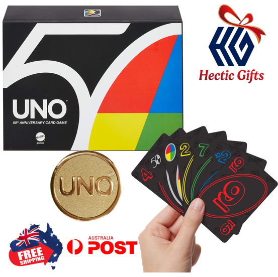 UNO is celebrating 50 years of bringing people together with this premium Box Set with Gold Coin!

ow.ly/V0NL50NcVBe

#New #HecticGifts #Uno #CardGame #FiftiethAnniversary #DeluxeEdition #GoldCoin #LimitedEdition #WILDCards #FreeShipping #AustraliaWide #FastShipping