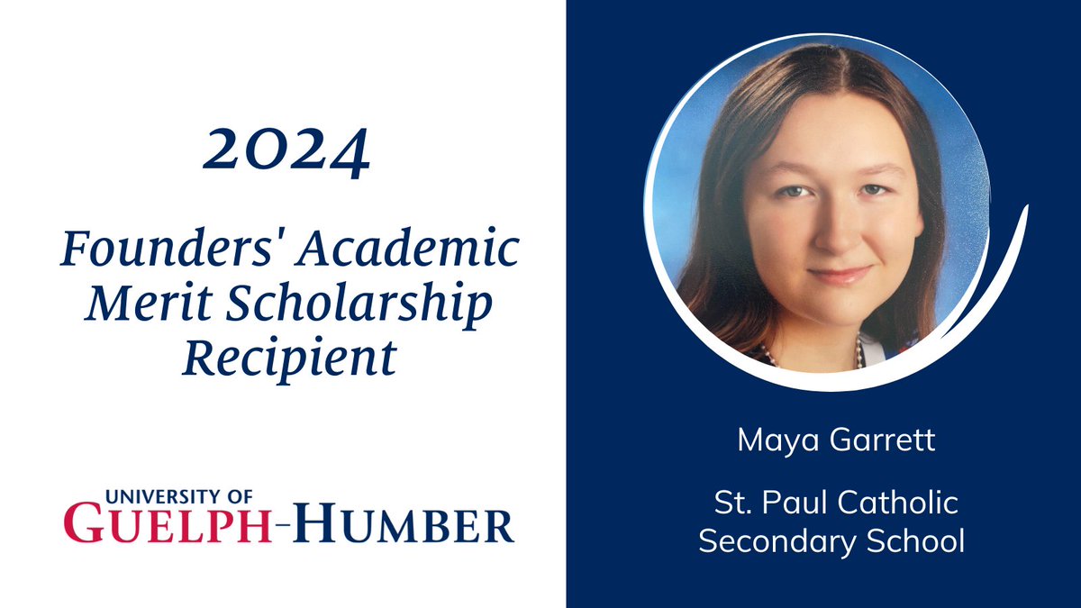 Grade 12 student from @SPCSSFalcons, Maya Garrett, is 1 of 10 recipients of the @GuelphHumberUni Founders' Academic Merit Scholarship. The scholarship is awarded to students who demonstrate academic excellence and superior leadership skills. Learn more: bit.ly/3K3si9u