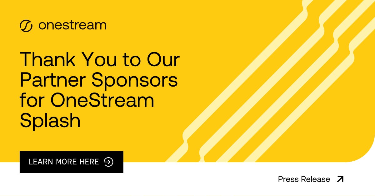 The countdown is on for OneStream Splash! This year’s event will be the largest gathering of OneStream customers and finance leaders to date. A big thanks to our sponsors for making it all possible: hubs.li/Q02wXHYy0 #TakeFinanceFurther #Community #AIDrivenFinance