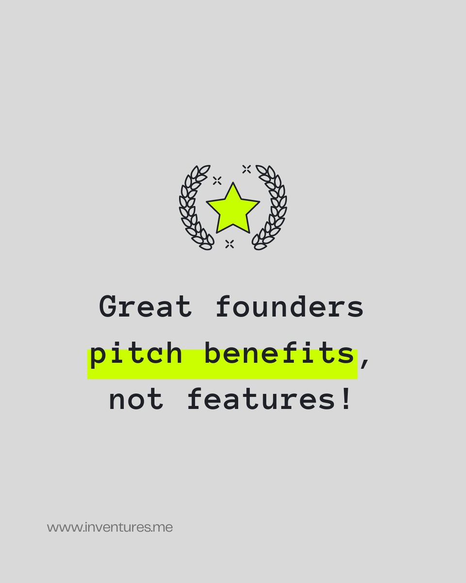 People don't care about what your product does - they care about how it solves their problems.

#StartupTips #Pitching #InVentures