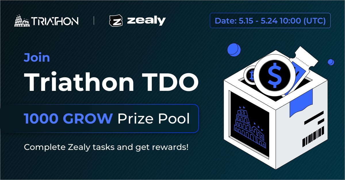 📢We're thrilled to announce the #TDO #SprintEvent! 🎉Complete tasks on #Zealy to earn #points and share in a prize pool of 1000 $GROW! Don't miss this perfect opportunity to get involved! zealy.io/cw/triathonspa… $GROW $TSM $TRIAS #Triathon #TDO #SprintEvent #Web3