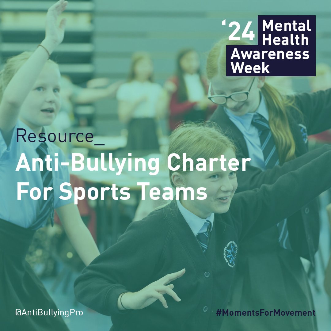 ANTI-BULLYING CHARTER FOR SPORTS TEAMS_ This #MentalHealthAwarenessWeek, lets spread inclusivity, respect and kindness in your sports teams with our anti-bullying charter. Encourage #MomentsForMovement and help spread a positive message this week! loom.ly/MrhvAnw