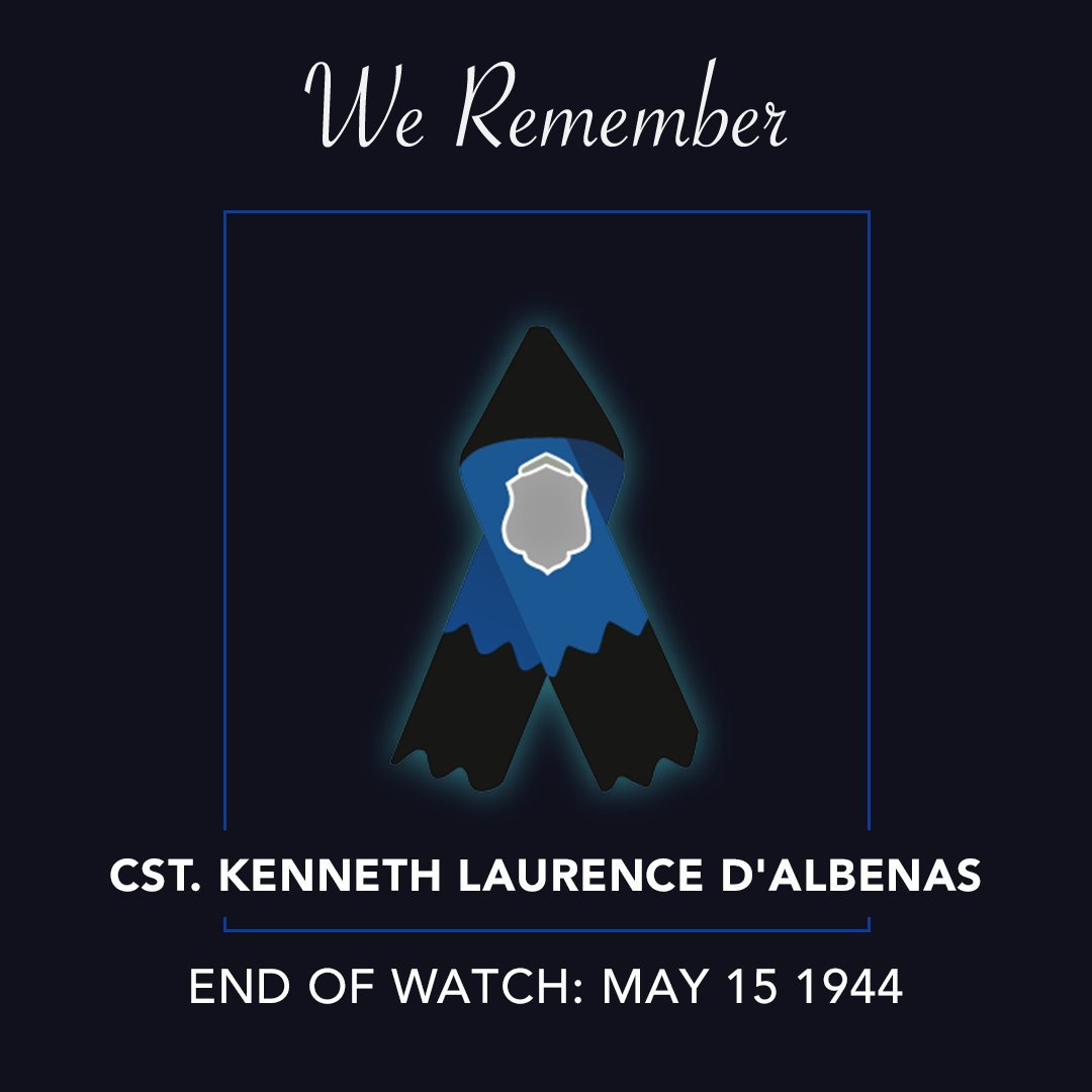 We remember Cst. Kenneth Laurence d’Albenas, who was killed when the vehicle he was riding in was destroyed by a Teller mine while serving with the RCMP Provost Co. in Italy on May 15, 1944. #RCMPNeverForget