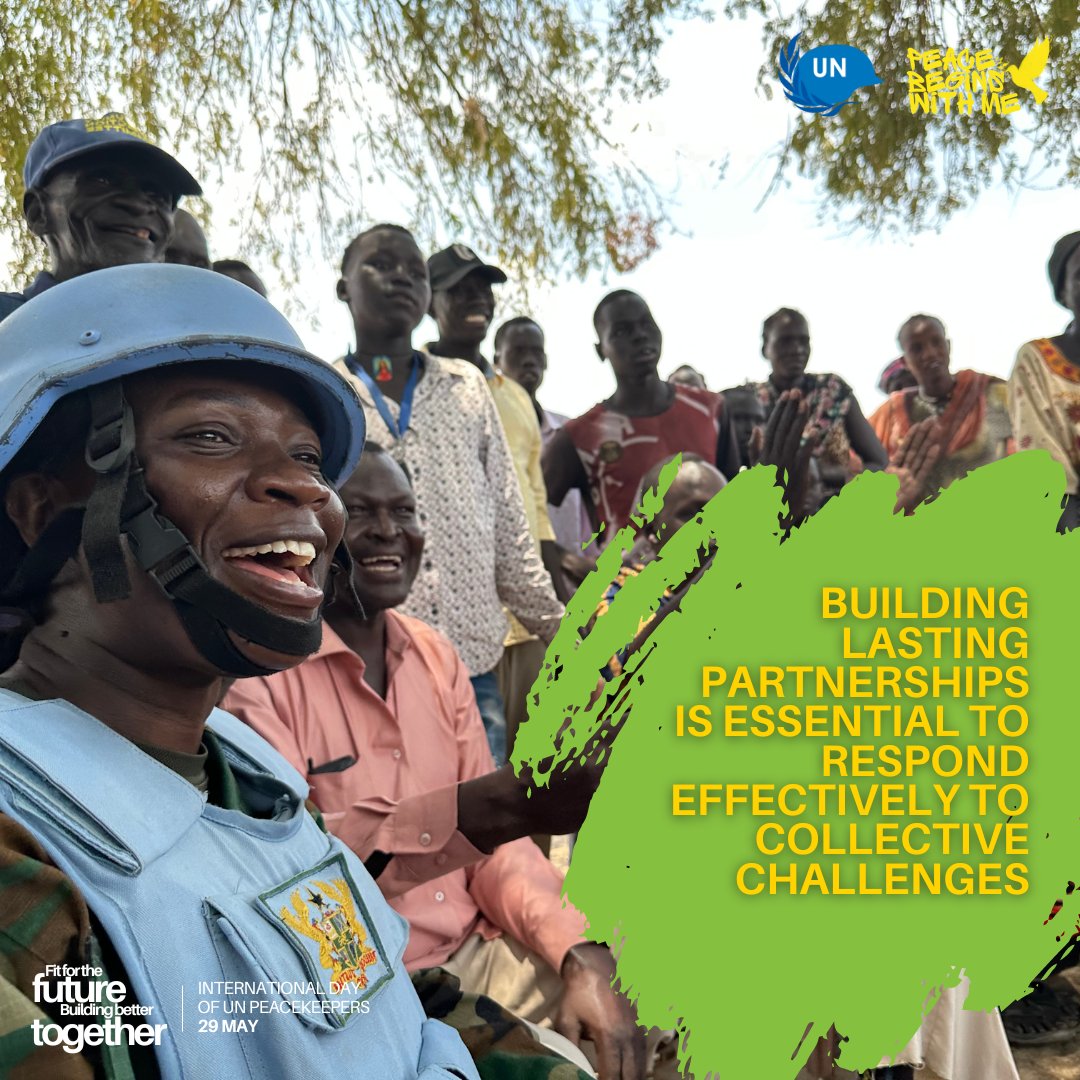 #PeaceBegins with all of us. Peacekeeping is a collective enterprise. Together with partners, we can change lives for the better and we all play a role in securing sustainable solutions to conflict and building a better future. #PKDay Take action 👉 peacebeginswithme.un.org