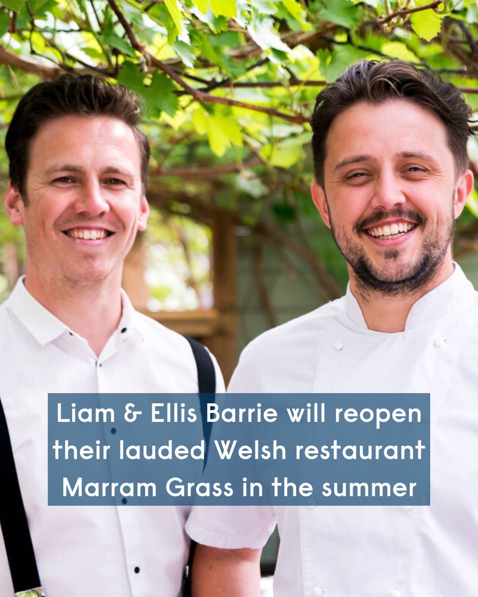 Brothers <a href="/liambarriebros/">Liam Barrie</a> &amp; @ellisbarriebros will reopen their lauded Welsh restaurant Marram Grass in the summer, on the original site on the Isle of Anglesey, though under a new name 'Y Marram'.

Sign up to our free weekly newsletter: bit.ly/3UK5U9O