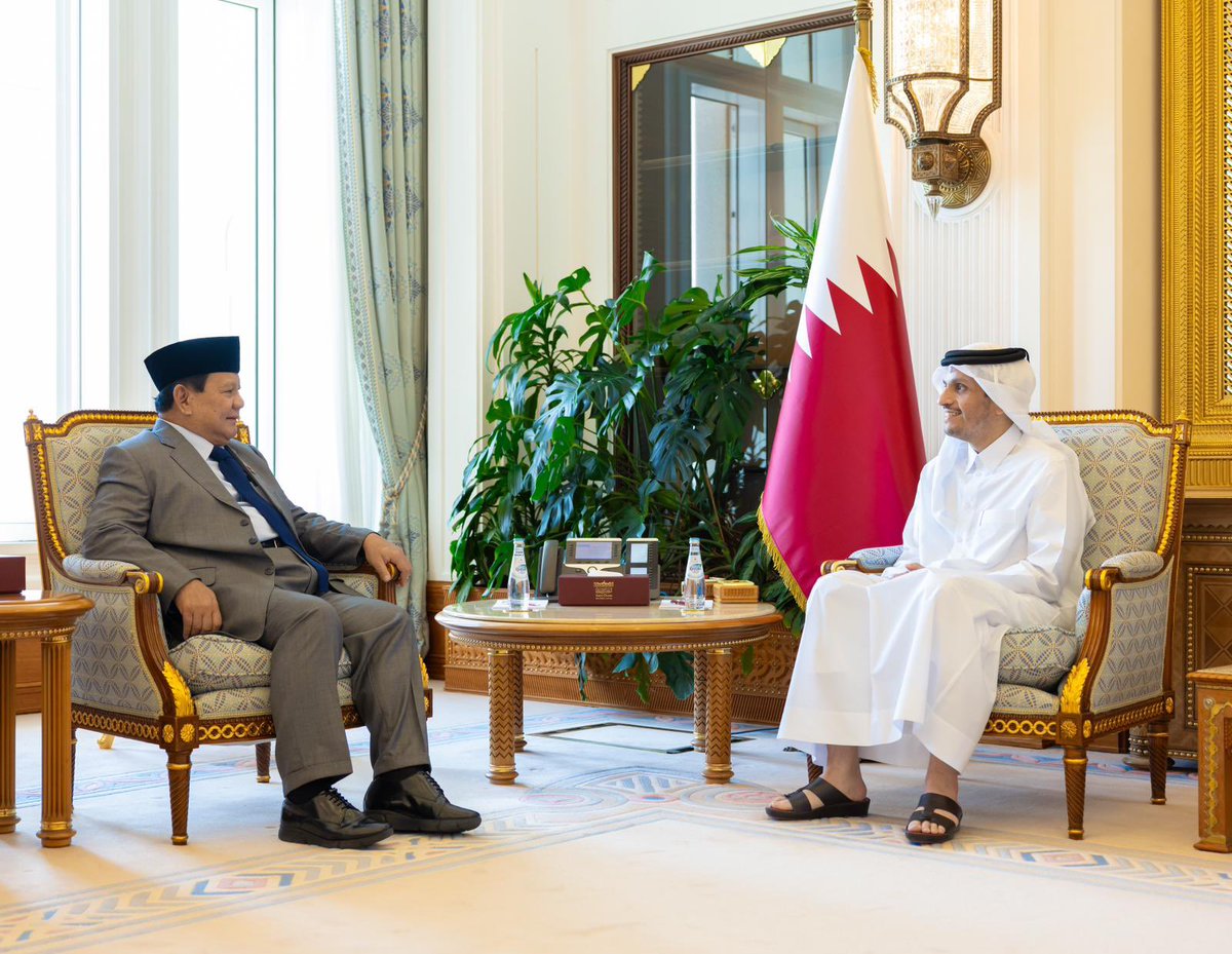Prime Minister and Minister of Foreign Affairs Meets President-Elect and Minister of Defense of Indonesia #MOFAQatar