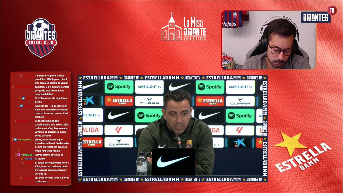 📺 DIRECTO @JijantesFC 🗣 Xavi: 'Tenemos que ver como está la película. Veremos como está la situación económica y de fairplay, pero no es el momento ahora, no te puedo aportar nada.' 🔗 twitch.tv/gerardromero