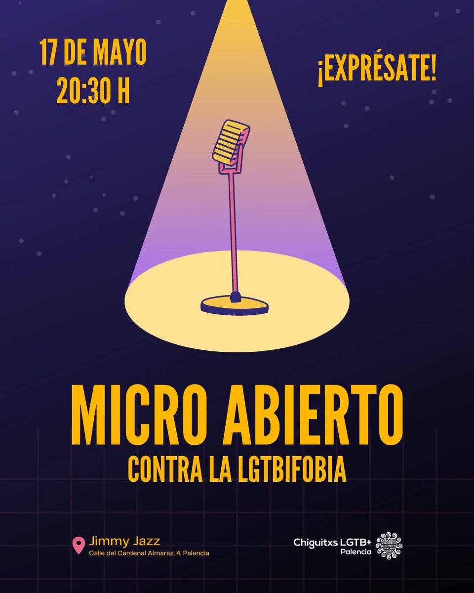 Este viernes, alzamos nuestras voces contra la LGTBIfobia. Ven a compartir tus vivencias en un espacio seguro de la manera te resulte más cómoda (contando, recitando, cantando, bailando...). A partir de las 20:30 h en el Jimmy Jazz.

#díacontralalgtbifobia