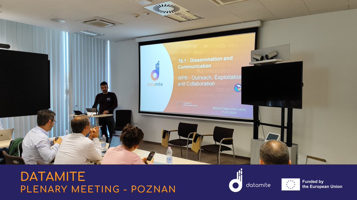 DATAMITE plenary meeting in Poznan✨

We finish the morning with WP6 Outreach, Exploitation and Collaboration. We talked about:
🔸Dissemination and Communication
🔸Standardisation
🔸Coordination with the #DataSpaces Support Centre
🔸Ecosystem Development
🔸#OpenSource