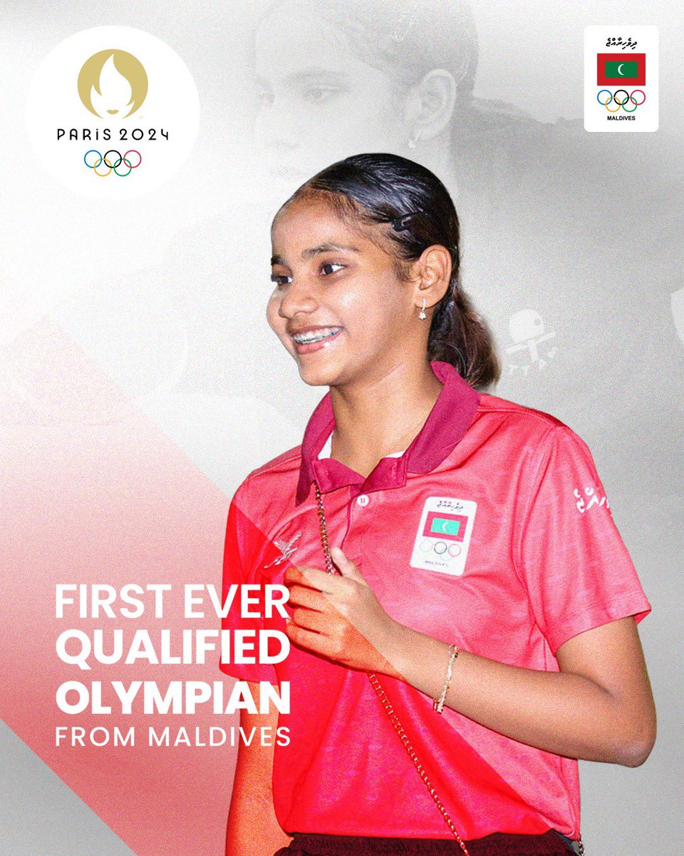 CONGRATULATIONS to Dheema for becoming the first ever Maldivian athlete to be QUALIFIED for an olympics. @TT_Maldives #teammaldives #Paris2024 #maldives