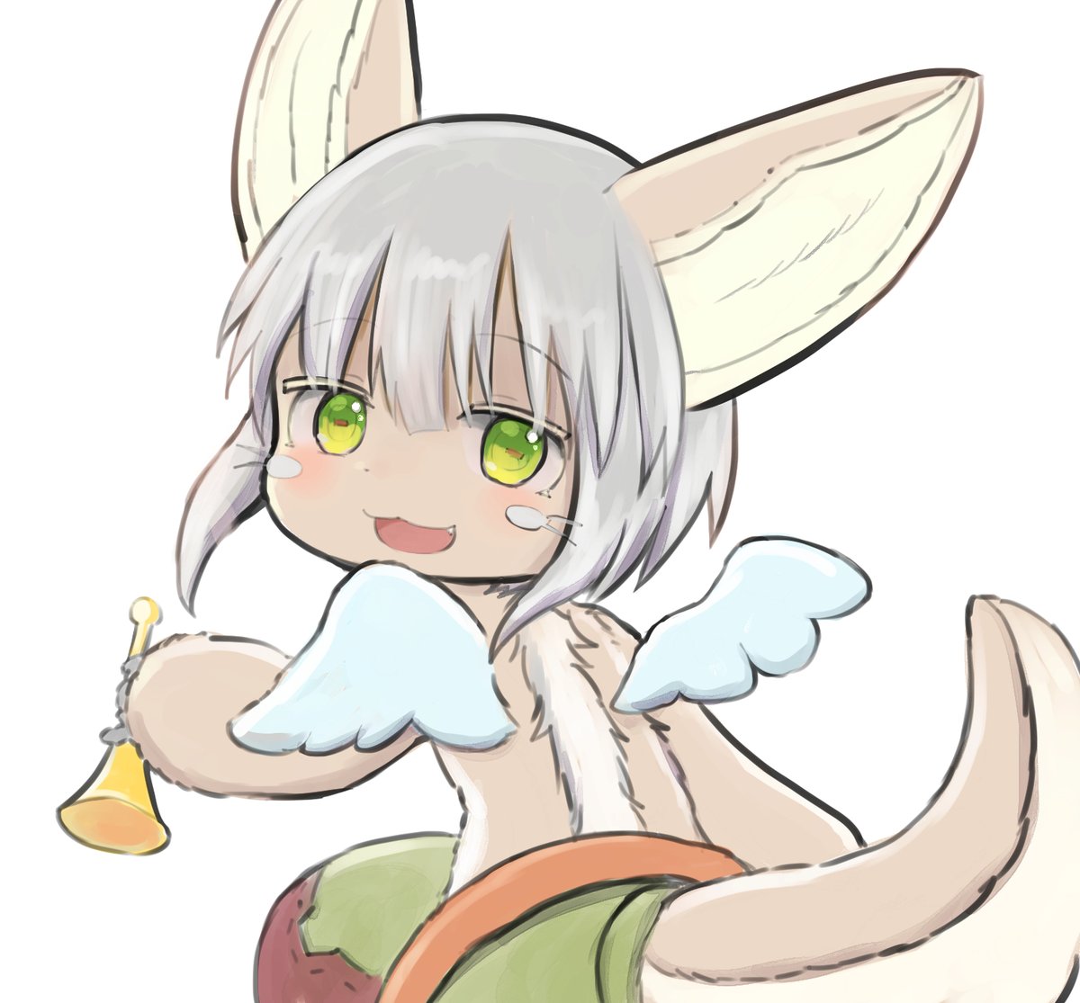 nanachi (made in abyss) solo looking at viewer blush smile open mouth short hair simple background  illustration images